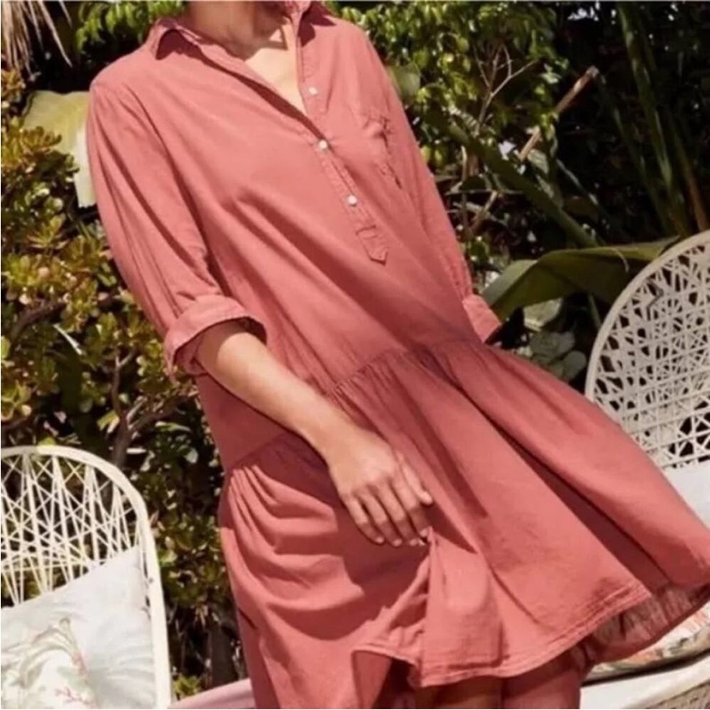 Frank & Eileen GRAYSON Changemaker Cotton Oversized Midi Dress Dusty Rose L - Picture 3 of 11